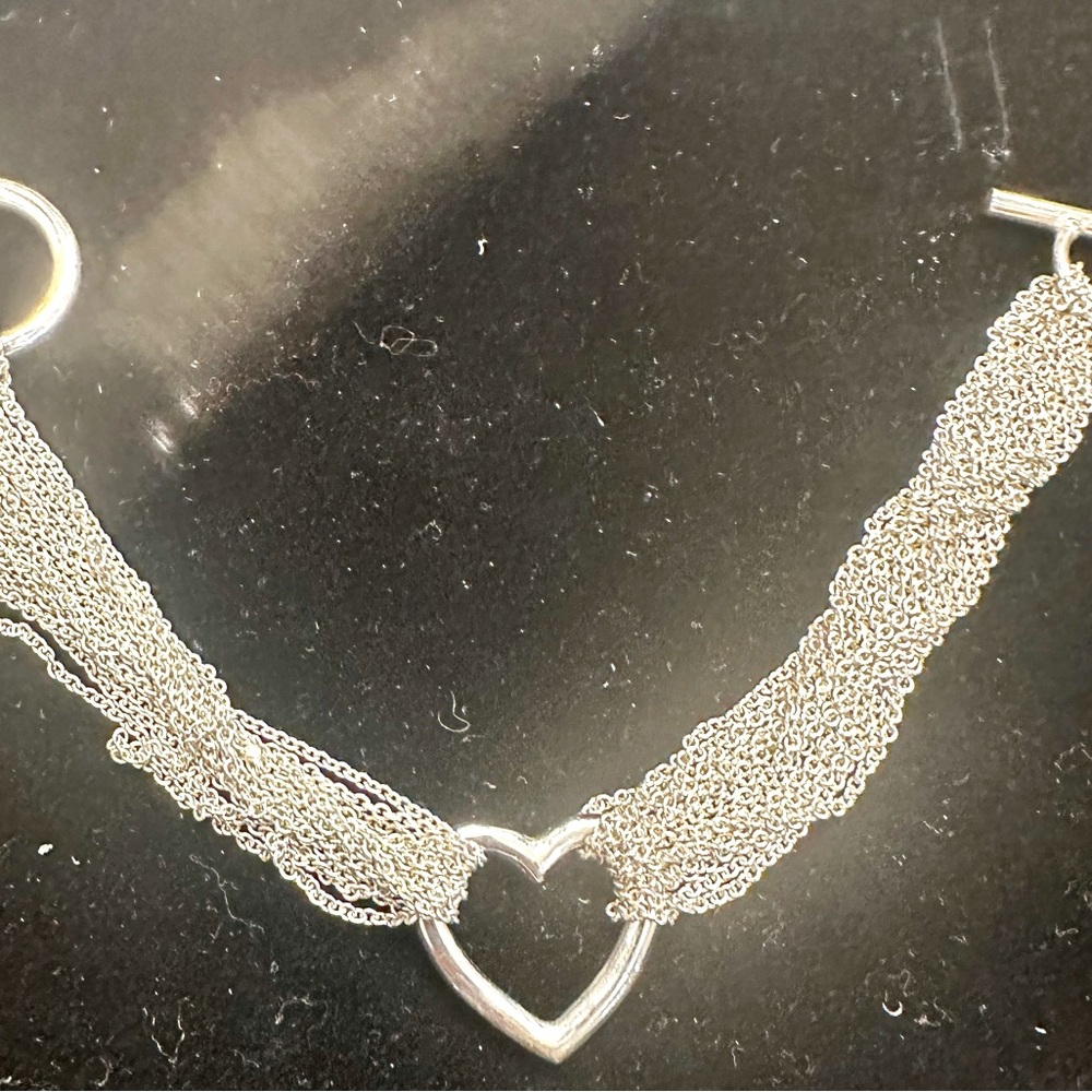 New XL Open Heart Mesh Bracelet Solid 925 Sterling Silver - Picture 3 of 6